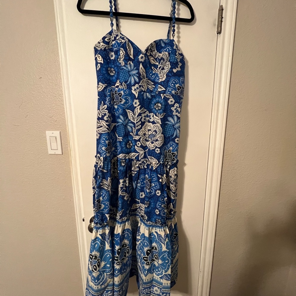 FARM Rio Blue Full Of Flowers Organic Cotton MIDI